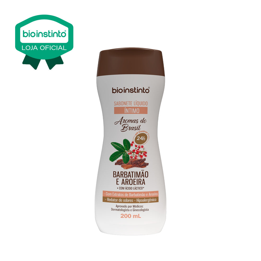 SABONETE LIQUIDO INTIMO AROMAS DO BRASIL BARBATIMAO E AROEIRA 200ML - BIO INSTINTO