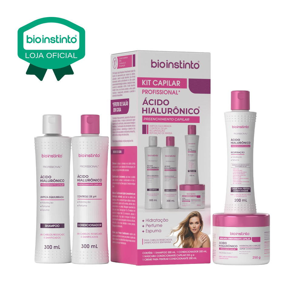 KIT CAPILAR ACIDO HIALURONICO PREENCHIMENTO CAPILAR 4 ITENS - BIO INSTINTO