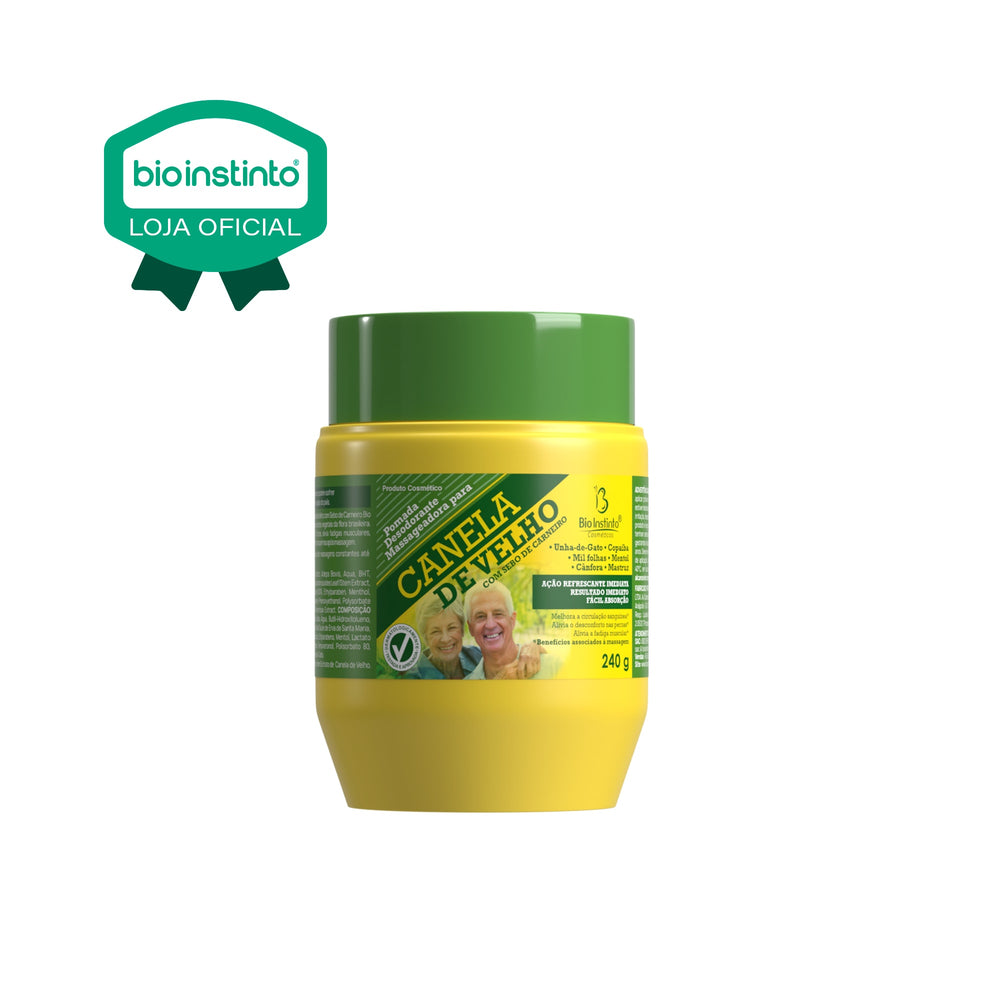 POMADA DESODORANTE MASSAGEADORA PARA CANELA DE VELHO COM SEBO DE CARNEIRO 240G - BIO INSTINTO