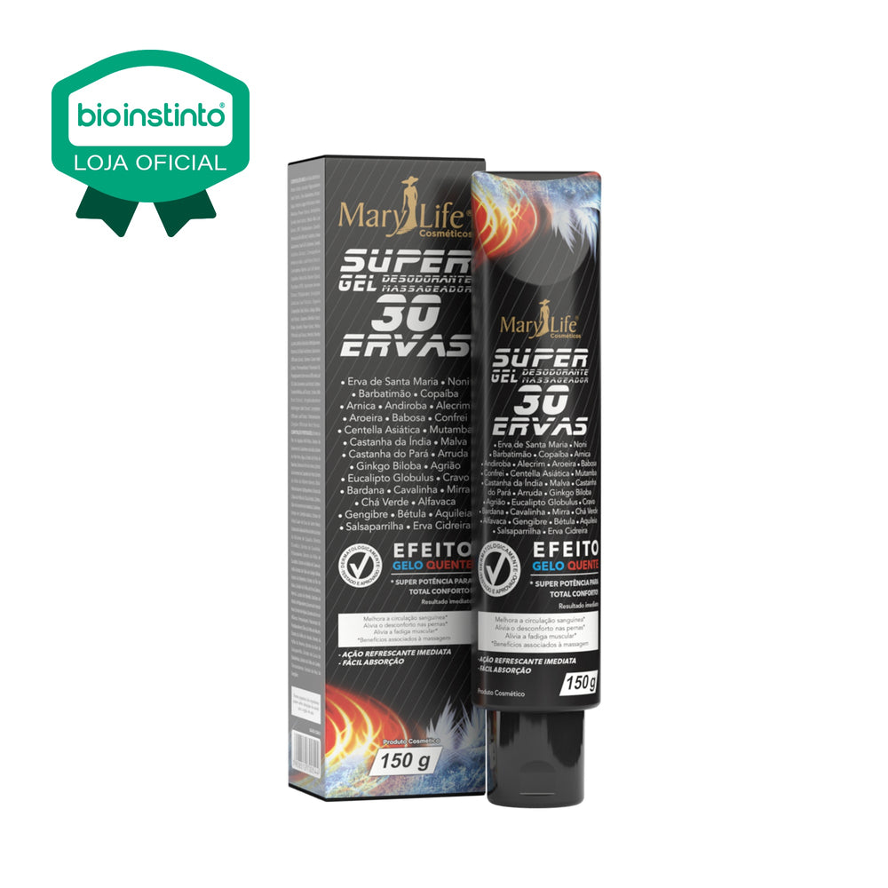 SUPER GEL DESODORANTE MASSAGEADOR 30 ERVAS 150G - MARY LIFE