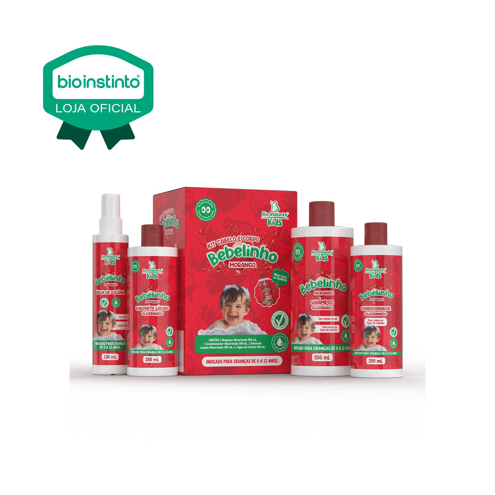 KIT CABELO E CORPO BEBELINHO MORANGO 4 ITENS - BIO INSTINTO KIDS