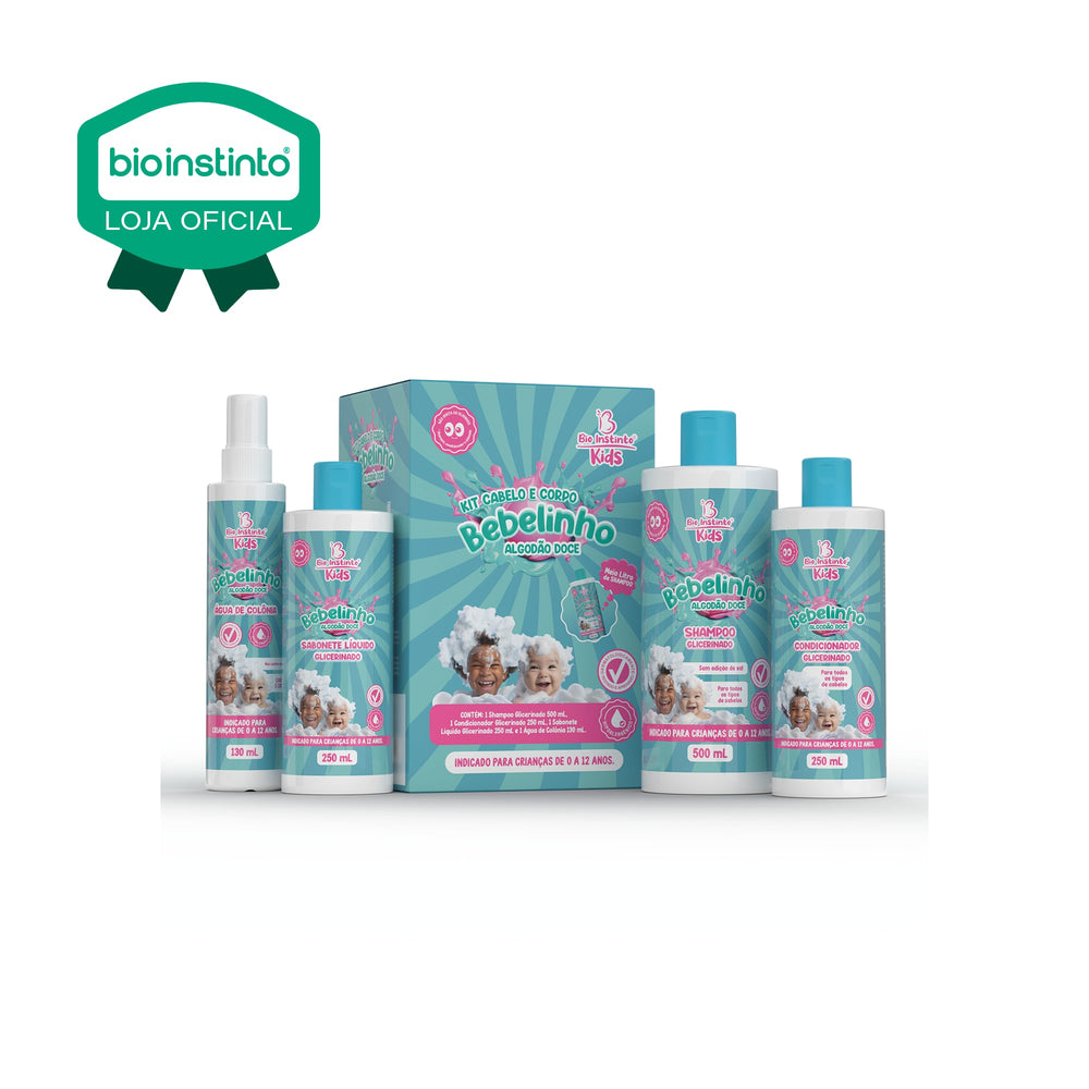 KIT CABELO E CORPO BEBELINHO ALGODAO DOCE 4 ITENS - BIO INSTINTO KIDS