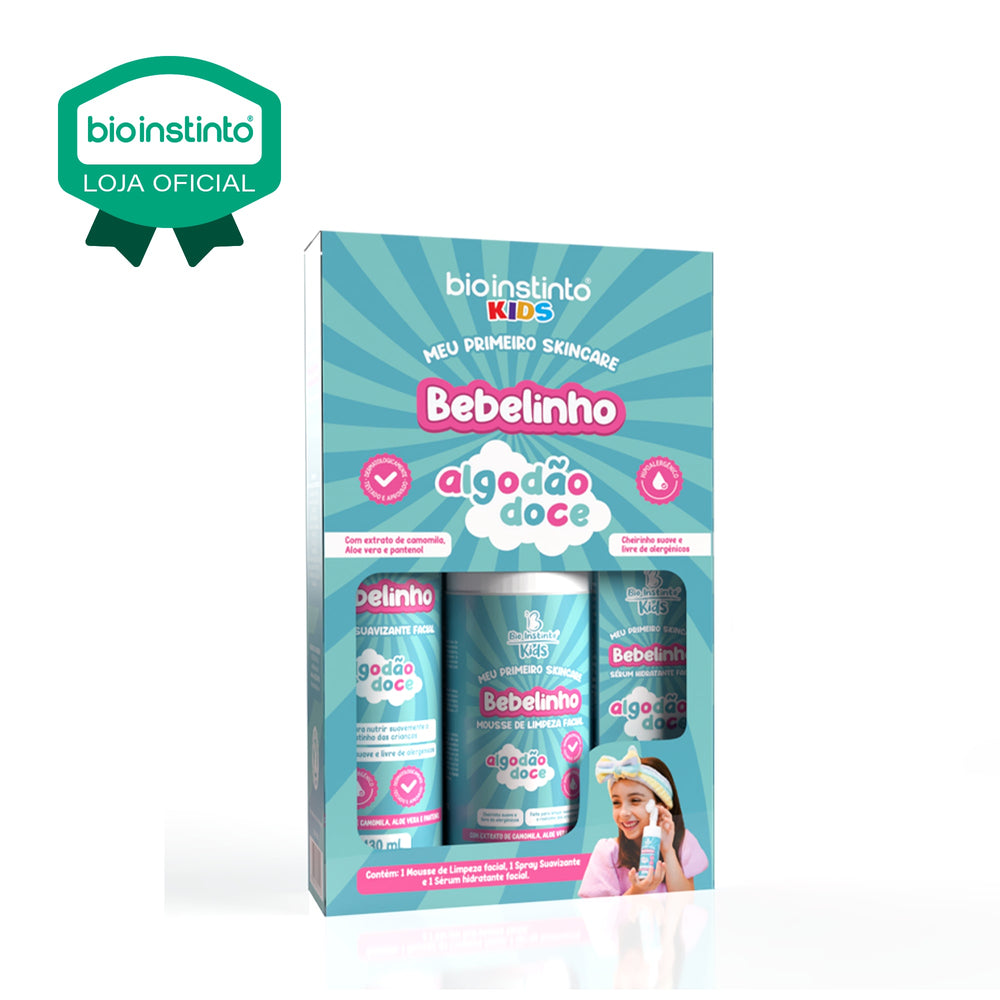 KIT FACIAL BEBELINHO ALGODAO DOCE 3 ITENS - BIO INSTINTO KIDS