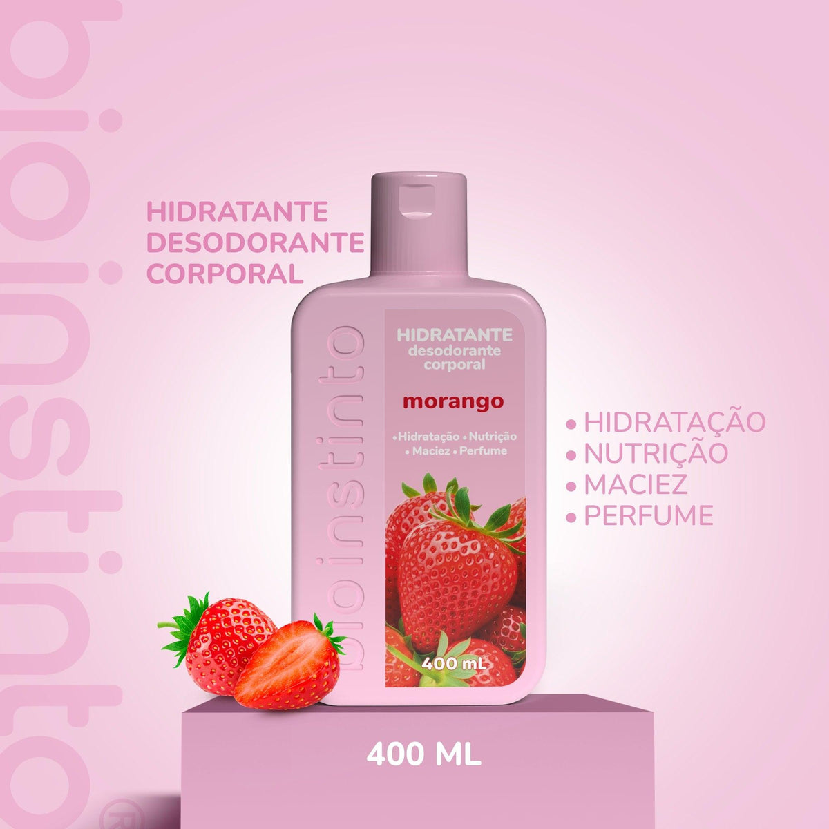HIDRATANTE DESODORANTE CORPORAL MORANGO 400ML - BIO INSTINTO